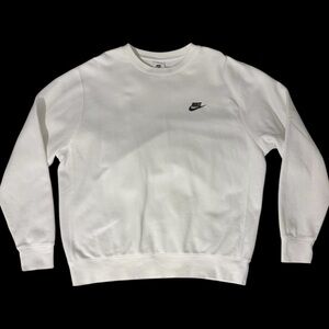 NIKE Crew Neck Long Sleeve White Pullover Sweatshirt Men's Large